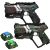 2 Connect Anti-Cheat Laser-Tag Pistolen (metallic grün, grau) + 2 Ziele