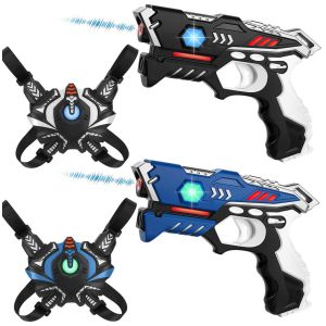 2 KidsTag Laserpistolen + 2 Westen - blau/schwarz