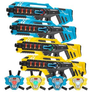 4 Mega-Blaster – Blau/Gelb + 4 Connect westen