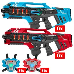 Light Battle Connect Laser Tag Set – Rot/Blau – 12 Mega Blaster + Westen