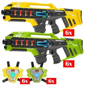 Light Battle Connect Lasergame Set - Gelb/Grün - 12 Mega Blasters + Westen