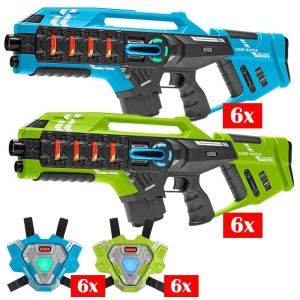 Light Battle Connect Laser Tag Set – Blau/Grün – 12 Mega Blaster + Westen