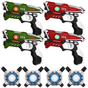 4 KidsTag Lasertag Pistolen rot/grün + 4 Light Battle Westen