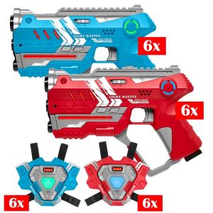Light Battle Connect Laser Game Set – Rot/Blau – 12 Laserguns + 12 Westen