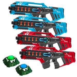 Light Battle Connect Lasergame-Set – 4 Gewehre Rot/Blau + 2 Ziele