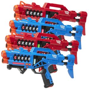 KidsTag Recharge Lasergewehre set - 4 Gewehre - Rot/Blau