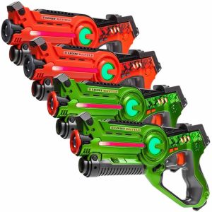 4 Laser Tag Pistolen (grün, orange)
