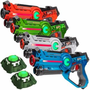 4 Active Laser Tag Pistolen (grün, orange, blau, weiß) + 2 Ziele
