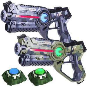 2 Active Laser Tag Pistolen (Camo Grün, Grau) + 2 Ziele