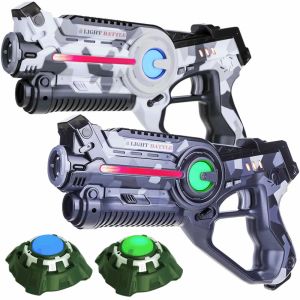 2 Active Laser Tag pistolen (camo weiß, grau) + 2 Ziele