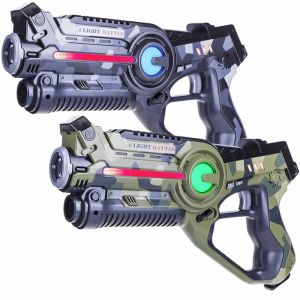 2 Active Laser Tag Pistolen (Camo Grün, Grau)