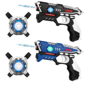 2 KidsTag Lasertag Pistolen + 2  Light Battle Westen - Schwarz/Blau