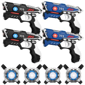 4 KidsTag Lasertag Pistolen Schwarz/Blau + 4 Light Battle Westen