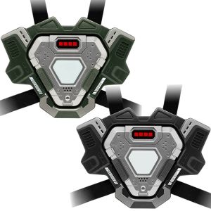 2 Light Battle Connect Laserspielwesten (metallic grün und grau)