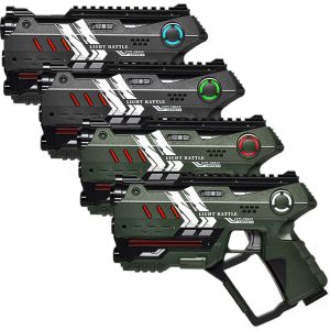 4 Connect Anti-Cheat Laser-Tag Pistolen (metallic grün, grau)