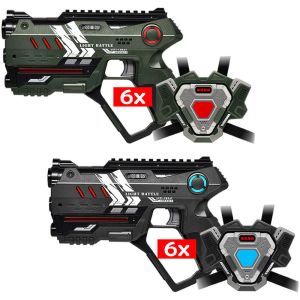 12 Connect Anti-Cheat Laser-Tag Pistolen (metallic grün, grau) + 12 Connect Weste
