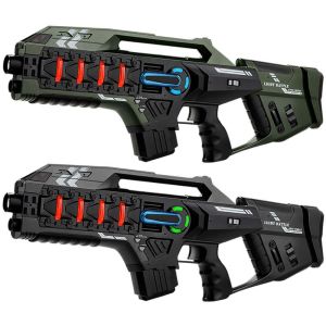 2 Connect Anti-Cheat Laser-Tag Gewehre (Metallic Grün, Grau)