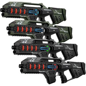 4 Connect Anti-Cheat Laser-Tag Gewehre (Metallic Grün, Grau)