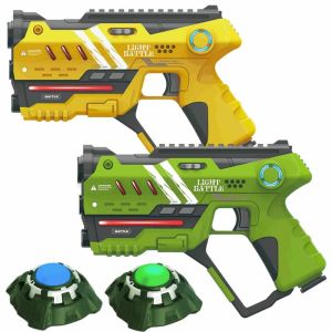 2 Anti-Cheat Laser Tag Pistolen (gelb, grün) + 2 Ziele