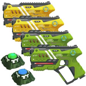 4 Anti-Cheat Laser Tag Pistolen + 2 Ziele (gelb, grün)