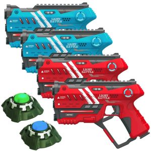 4 Anti-Cheat Laser Tag Pistolen (rot, blau) + 2 Ziele