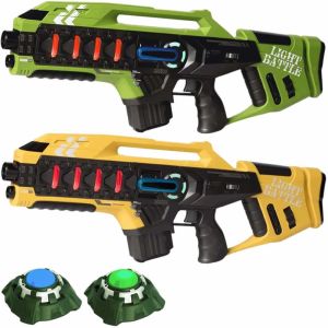 2 Anti-Cheat Laser Tag Gewehre + 2 Ziele (gelb, grün)