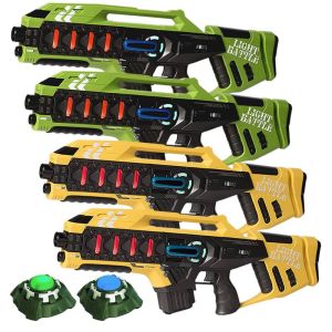 4 Anti-Cheat Laser Tag Gewehre (grün, gelb) + 2 Ziele