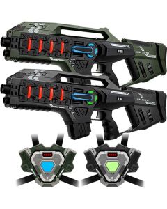 2 Connect Anti-Cheat Laser-Tag Gewehre (metallic grün, grau) +  2 Connect Westen